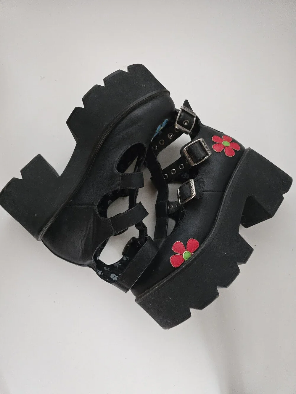 LA MODA Flower Platform Mary Janes Goth Punk Y2K Chunky Shoes Size 10